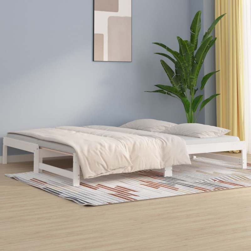 Dormeuse Estraibile Bianca 2x(80x200) cm Legno Massello di Pino Dormeuse Estraibile Bianca 2x(80x200) cm Legno Massello di Pino