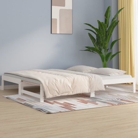 Dormeuse Estraibile Bianca 2x(80x200) cm Legno Massello di Pino