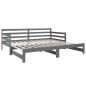 Dormeuse Estraibile Grigia 2x(90x190) cm Legno Massello di Pino Dormeuse Estraibile Grigia 2x(90x190) cm Legno Massello di Pino