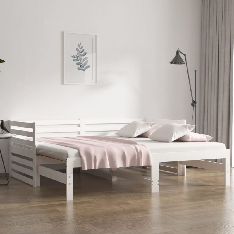 Dormeuse Estraibile Bianca 2x(80x200) cm Legno Massello di Pino Dormeuse Estraibile Bianca 2x(80x200) cm Legno Massello di Pino