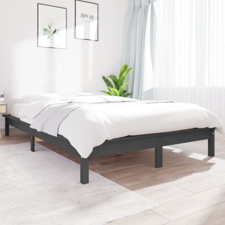 vidaXL Giroletto Grigio 120x190 cm Small Double Legno Massello di Pino