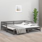 Dormeuse Estraibile Grigia 2x(80x200) cm Legno Massello di Pino Dormeuse Estraibile Grigia 2x(80x200) cm Legno Massello di Pino