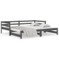 Dormeuse Estraibile Grigia 2x(80x200) cm Legno Massello di Pino Dormeuse Estraibile Grigia 2x(80x200) cm Legno Massello di Pino