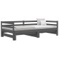 Dormeuse Estraibile Grigia 2x(80x200) cm Legno Massello di Pino Dormeuse Estraibile Grigia 2x(80x200) cm Legno Massello di Pino
