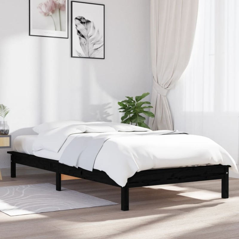 Giroletto Nero 90x200 cm in Legno Massello di Pino Giroletto Nero 90x200 cm in Legno Massello di Pino