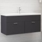 Mobile da Bagno con Lavabo Integrato Grigio in Truciolato Mobile da Bagno con Lavabo Integrato Grigio in Truciolato