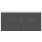 Mobile da Bagno con Lavabo Integrato Grigio in Truciolato Mobile da Bagno con Lavabo Integrato Grigio in Truciolato