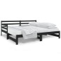 Dormeuse Estraibile Nera 2x(80x200) cm Legno Massello di Pino Dormeuse Estraibile Nera 2x(80x200) cm Legno Massello di Pino
