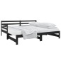 Dormeuse Estraibile Nera 2x(80x200) cm Legno Massello di Pino Dormeuse Estraibile Nera 2x(80x200) cm Legno Massello di Pino