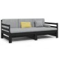 Dormeuse Estraibile Nera 2x(80x200) cm Legno Massello di Pino Dormeuse Estraibile Nera 2x(80x200) cm Legno Massello di Pino