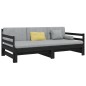 Dormeuse Estraibile Nera 2x(80x200) cm Legno Massello di Pino Dormeuse Estraibile Nera 2x(80x200) cm Legno Massello di Pino
