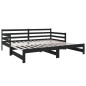 Dormeuse Estraibile Nera 2x(80x200) cm Legno Massello di Pino Dormeuse Estraibile Nera 2x(80x200) cm Legno Massello di Pino