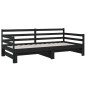 Dormeuse Estraibile Nera 2x(80x200) cm Legno Massello di Pino Dormeuse Estraibile Nera 2x(80x200) cm Legno Massello di Pino