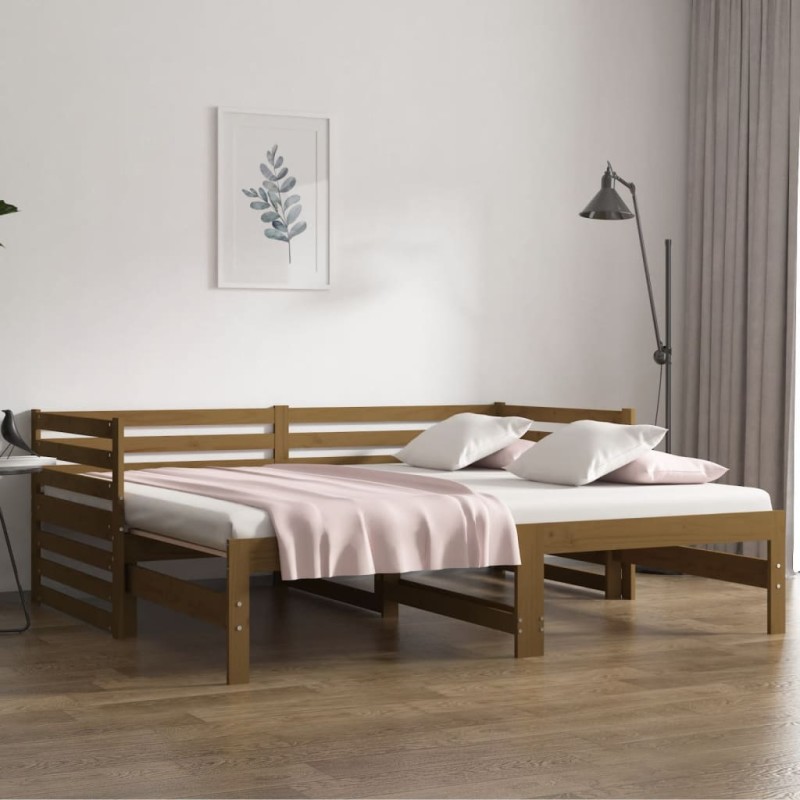 Dormeuse Estraibile Miele 2x(90x190) cm Legno Massello di Pino Dormeuse Estraibile Miele 2x(90x190) cm Legno Massello di Pino
