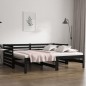 Dormeuse Estraibile Nera 2x(80x200) cm Legno Massello di Pino Dormeuse Estraibile Nera 2x(80x200) cm Legno Massello di Pino