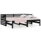 Dormeuse Estraibile Nera 2x(80x200) cm Legno Massello di Pino Dormeuse Estraibile Nera 2x(80x200) cm Legno Massello di Pino