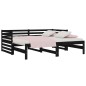 Dormeuse Estraibile Nera 2x(80x200) cm Legno Massello di Pino Dormeuse Estraibile Nera 2x(80x200) cm Legno Massello di Pino
