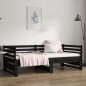 Dormeuse Estraibile Nera 2x(80x200) cm Legno Massello di Pino Dormeuse Estraibile Nera 2x(80x200) cm Legno Massello di Pino