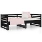 Dormeuse Estraibile Nera 2x(80x200) cm Legno Massello di Pino Dormeuse Estraibile Nera 2x(80x200) cm Legno Massello di Pino