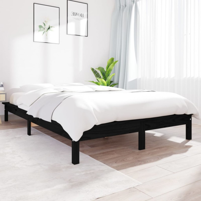 Giroletto Nero 120x190cm Legno Massello Pino 4FT Small Double Giroletto Nero 120x190cm Legno Massello Pino 4FT Small Double