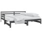 Dormeuse Estraibile Grigia 2x(80x200) cm Legno Massello di Pino Dormeuse Estraibile Grigia 2x(80x200) cm Legno Massello di Pino