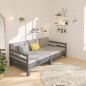 Dormeuse Estraibile Grigia 2x(80x200) cm Legno Massello di Pino Dormeuse Estraibile Grigia 2x(80x200) cm Legno Massello di Pino