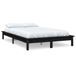 Giroletto Nero 135x190 cm Legno Massello di Pino 4FT6 Double