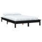 Giroletto Nero 135x190 cm Legno Massello di Pino 4FT6 Double Giroletto Nero 135x190 cm Legno Massello di Pino 4FT6 Double