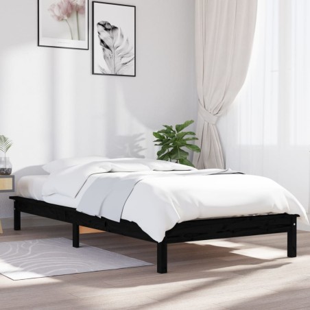 Giroletto Nero 75x190 cm Legno Massello Pino 2FT6 Small Single