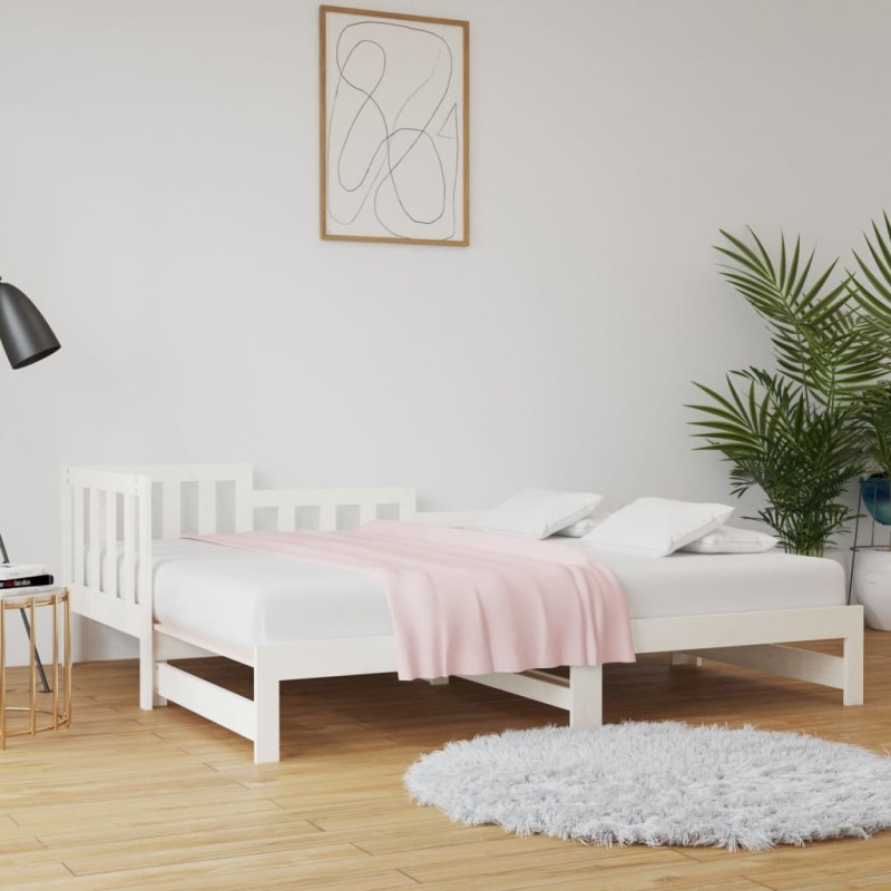 Dormeuse Estraibile Bianca 2x(90x200) cm Legno Massello di Pino Dormeuse Estraibile Bianca 2x(90x200) cm Legno Massello di Pino
