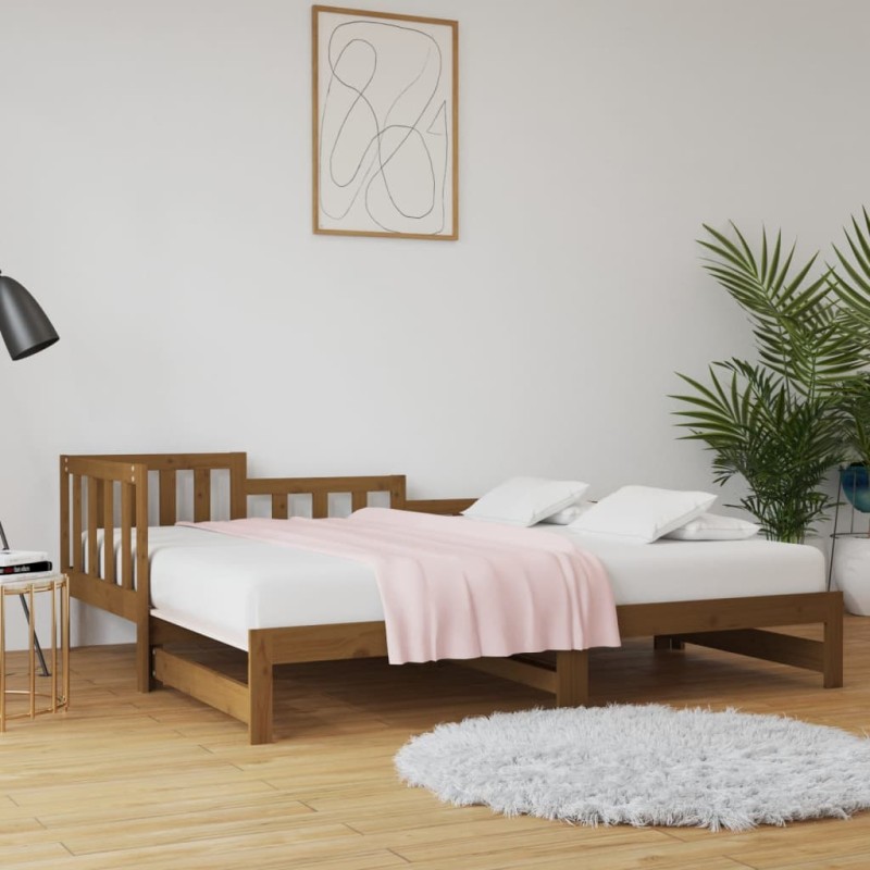 Dormeuse Estraibile Miele 2x(90x190) cm Legno Massello di Pino Dormeuse Estraibile Miele 2x(90x190) cm Legno Massello di Pino