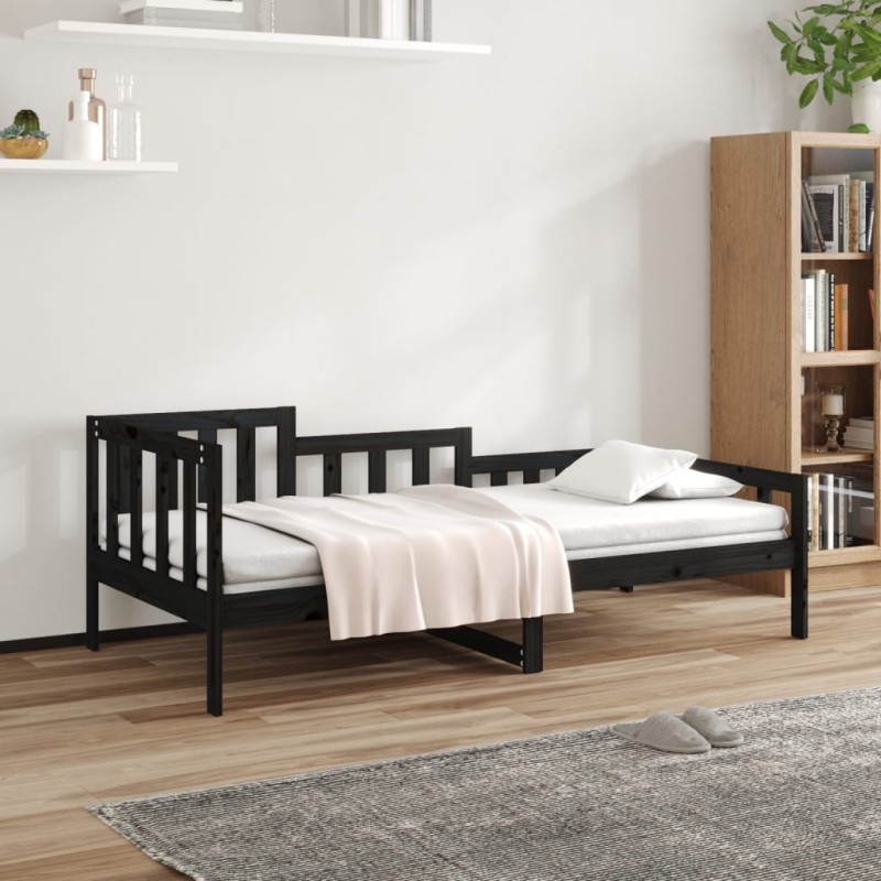 Dormeuse Nera 90x200 cm in Legno Massello di Pino Dormeuse Nera 90x200 cm in Legno Massello di Pino