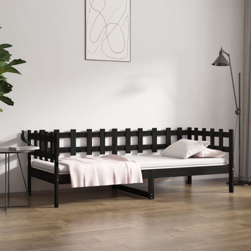 Dormeuse Nera 90x190 cm in Legno Massello di Pino Dormeuse Nera 90x190 cm in Legno Massello di Pino