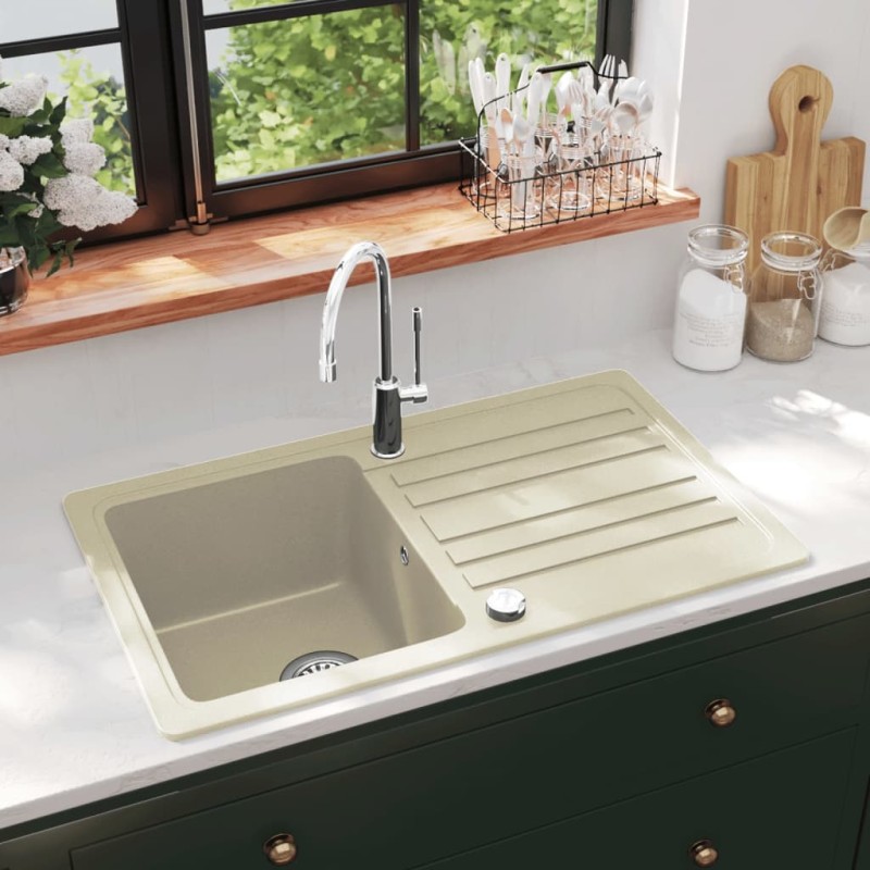 Lavello da Cucina in Granito Vasca Singola Beige Lavello da Cucina in Granito Vasca Singola Beige