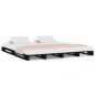 Letto a Pallet Nero 160x200 cm in Legno Massello di Pino