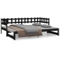 Dormeuse Estraibile Nera 2x(80x200) cm Legno Massello di Pino Dormeuse Estraibile Nera 2x(80x200) cm Legno Massello di Pino