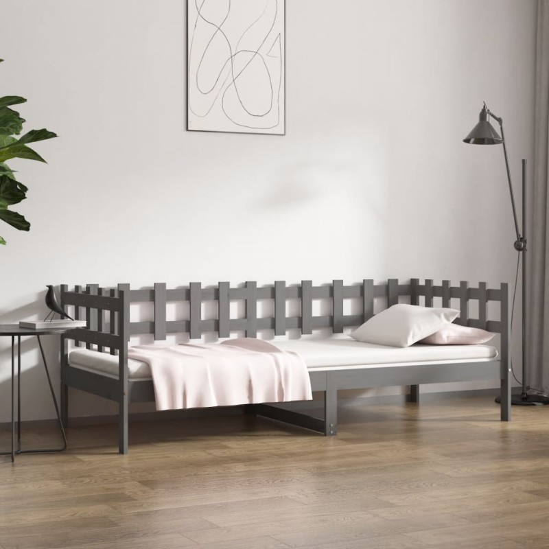 Dormeuse Grigia 90x190 cm in Legno Massello di Pino Dormeuse Grigia 90x190 cm in Legno Massello di Pino
