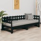 Dormeuse Estraibile Nera 2x(90x200) cm Legno Massello di Pino Dormeuse Estraibile Nera 2x(90x200) cm Legno Massello di Pino