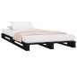 Letto a Pallet Nero 90x200 cm in Legno Massello di Pino Letto a Pallet Nero 90x200 cm in Legno Massello di Pino