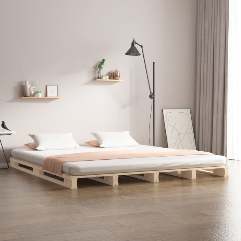 Letto a Pallet 150x200 cm Legno Massello di Pino 5FT King Size Letto a Pallet 150x200 cm Legno Massello di Pino 5FT King Size