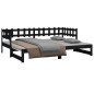 Dormeuse Estraibile Nera 2x(90x190) cm Legno Massello di Pino Dormeuse Estraibile Nera 2x(90x190) cm Legno Massello di Pino