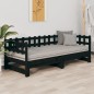 Dormeuse Estraibile Nera 2x(90x190) cm Legno Massello di Pino Dormeuse Estraibile Nera 2x(90x190) cm Legno Massello di Pino
