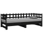 Dormeuse Estraibile Nera 2x(90x190) cm Legno Massello di Pino Dormeuse Estraibile Nera 2x(90x190) cm Legno Massello di Pino