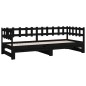 Dormeuse Estraibile Nera 2x(90x190) cm Legno Massello di Pino Dormeuse Estraibile Nera 2x(90x190) cm Legno Massello di Pino