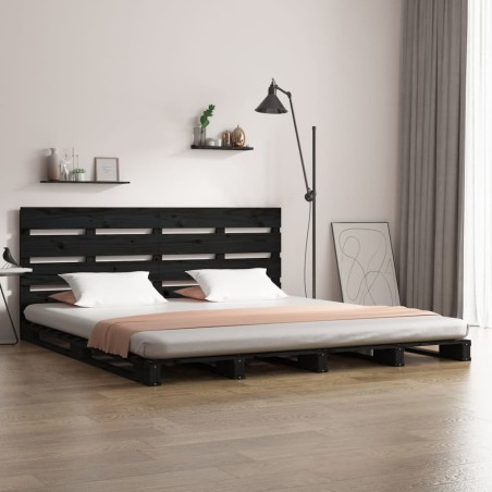 Giroletto Nero 135x190 cm Legno Massello di Pino 4FT6 Double