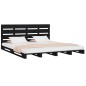 Giroletto Nero 135x190 cm Legno Massello di Pino 4FT6 Double Giroletto Nero 135x190 cm Legno Massello di Pino 4FT6 Double