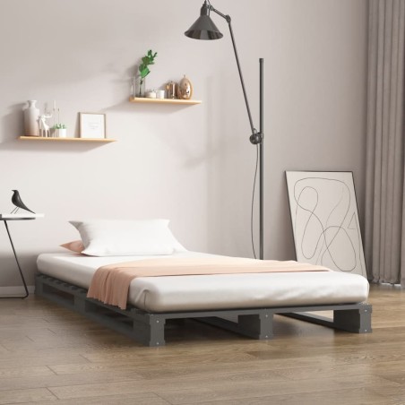 Letto a Pallet Grigio 75x190 cm Massello Pino 2FT6 Small Single