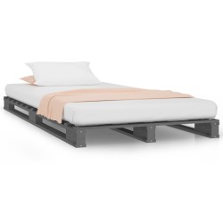 Letto a Pallet Grigio 75x190 cm Massello Pino 2FT6 Small Single