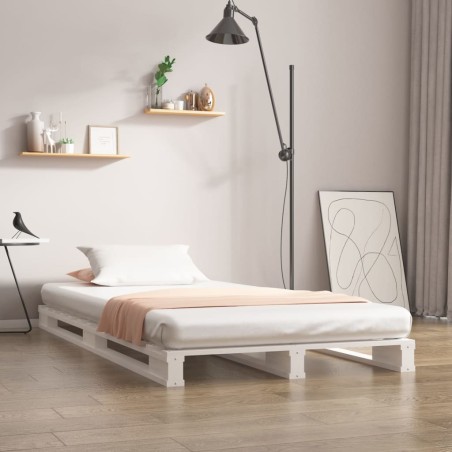 Letto a Pallet Bianco 75x190 cm Massello Pino 2FT6 Small Single