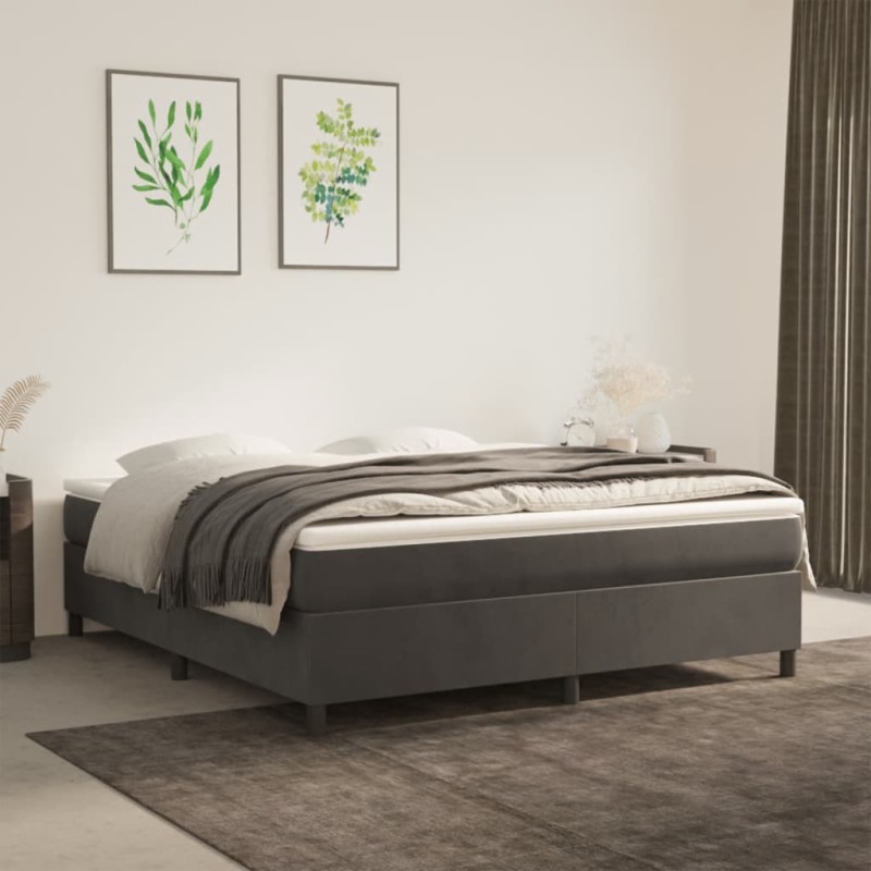 vidaXL Giroletto senza Materasso Grigio Scuro 160x200 cm Velluto vidaXL Giroletto senza Materasso Grigio Scuro 160x200 cm Velluto
